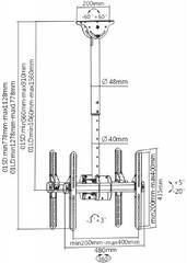 Кронштейн для телевизора Arm Media LCD-1850 черный 26"-65" макс.90кг потолочный поворот и наклон