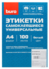 Этикетки Buro A4 48.5x25.4мм 44шт на листе/100л./белый матовое самоклей. универсальная