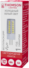 Лампа светодиодная Thomson TH-B4227 4Вт цок.:G4 капсул. 12B св.свеч.бел.хол. (упак.:1шт)