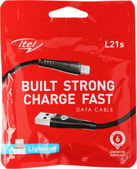 Кабель Itel L21s(ICD-L21s) USB (m)-Lightning (m) 1м черный (упак.:1шт)