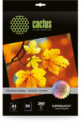 Фотобумага Cactus Prof CS-HGA326050 A3/260г/м2/50л./белый глянцевое для струйной печати